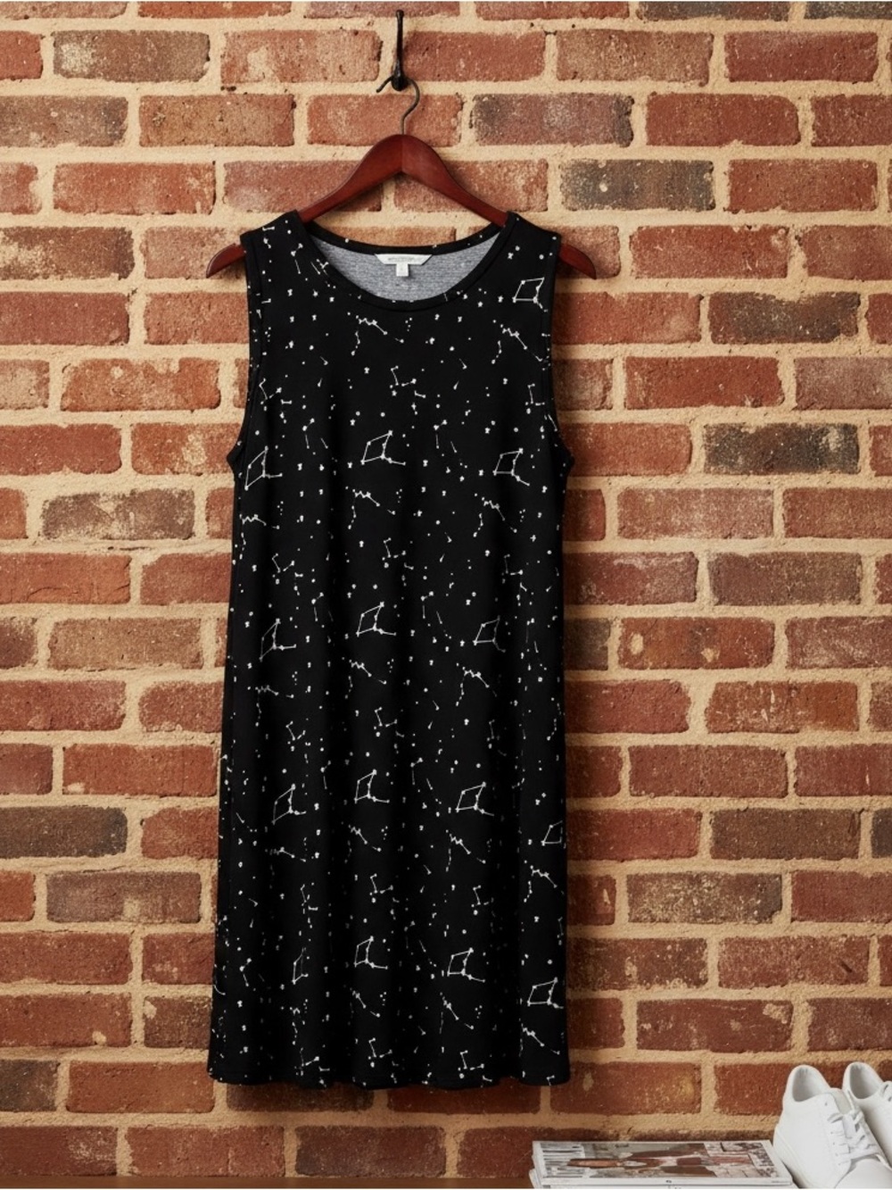 Press Jamas Constellation Black Tank Swing Sundress Star Celestial Dress Size L